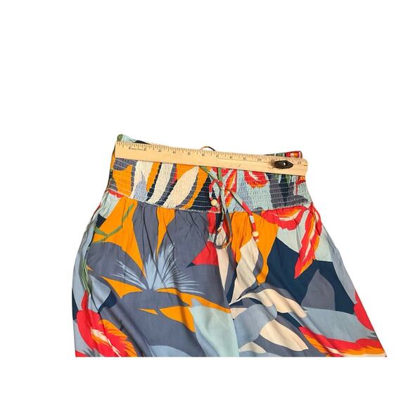 Goa Beachwear By Japna Wide Leg Pants Tropical Smock Waist Multicolor Size L NWT - Picture 3 of 6
